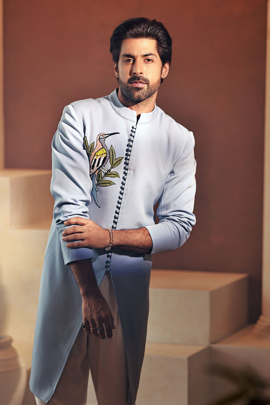 Artisan Blue Tailored Coat Set | Achint Mehta