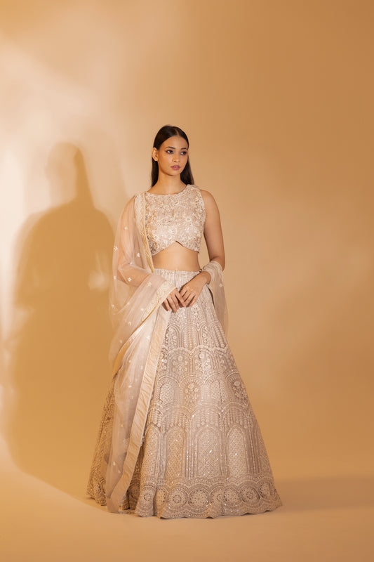Ivory Pearl Couture Lehenga (Regal Zardozi) | Achint Mehta