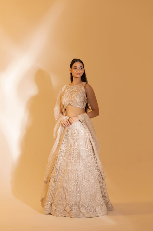 Ivory Pearl Couture Lehenga (Regal Zardozi) | Achint Mehta