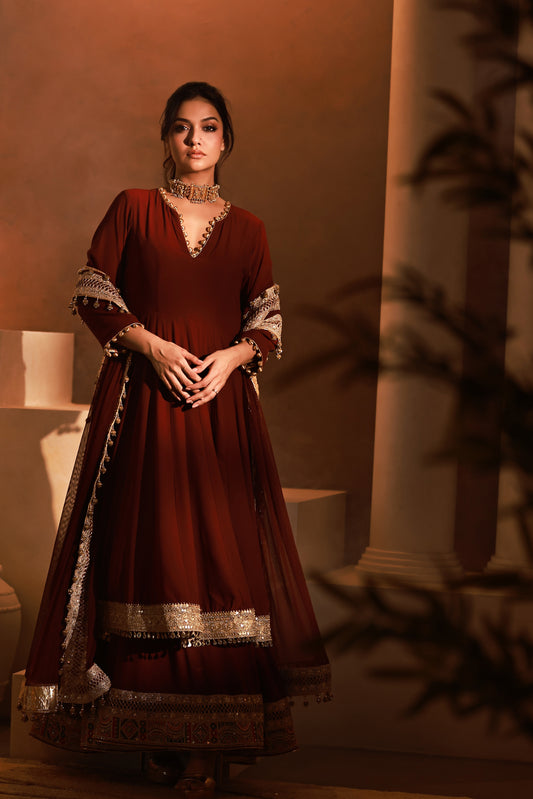 Lumière Gold Floor-Length Anarkali | Achint Mehta