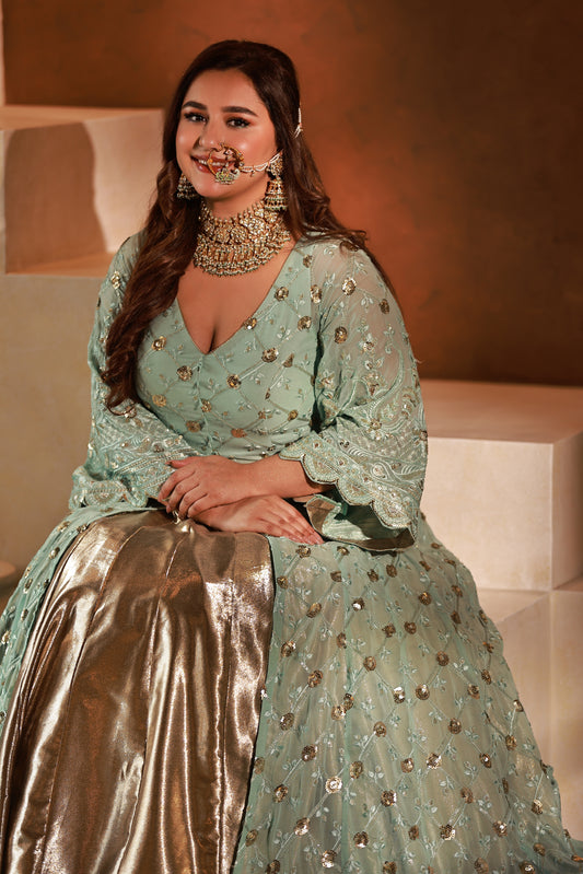 Shimmer Haze Georgette Lehenga Set | Achint Mehta