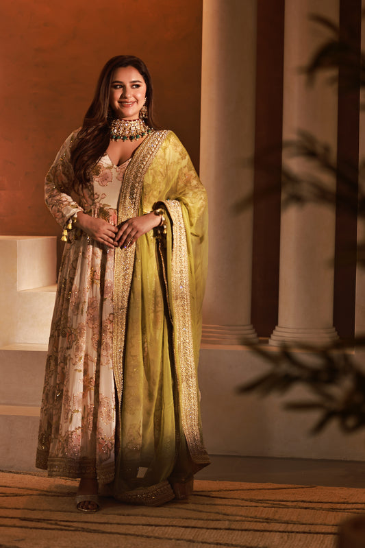 Tassels and Tilla Printed Anarkali | Achint Mehta