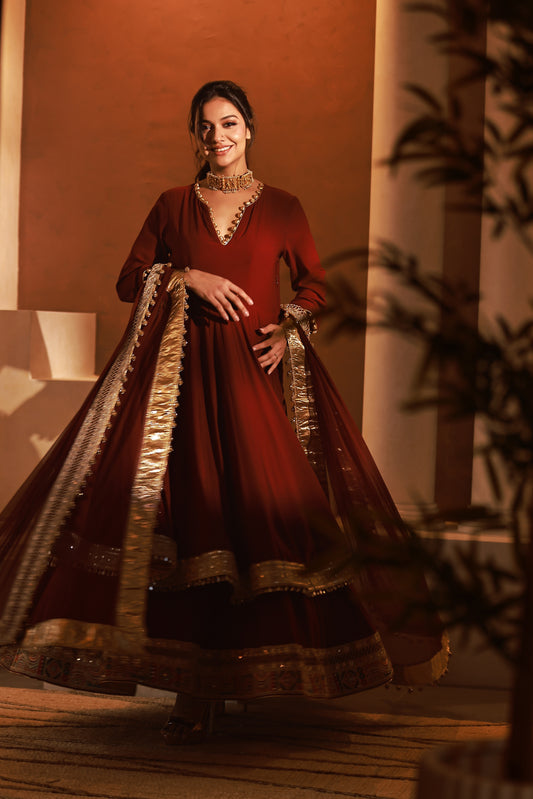 Lumière Gold Floor-Length Anarkali