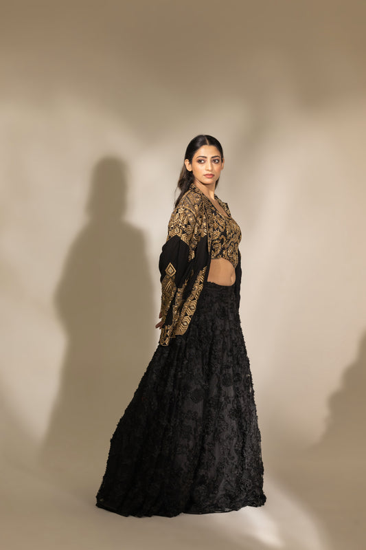 Midnight Gold Tilla Jacket Lehenga (The Afterparty) | Achint Mehta
