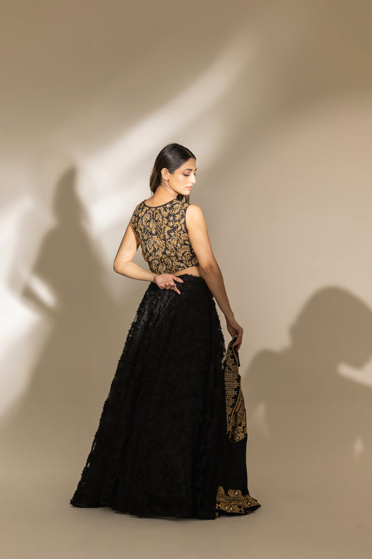 Midnight Gold Tilla Jacket Lehenga (The Afterparty) | Achint Mehta