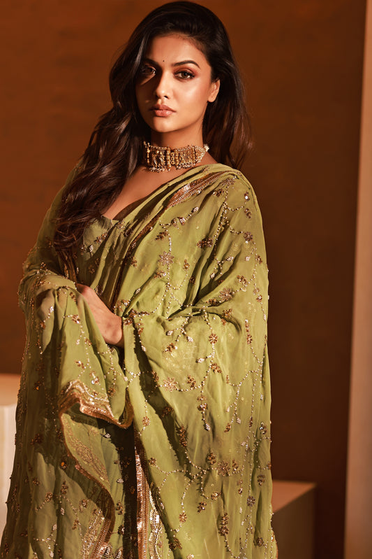 Pistachio Pearl Marori Lehenga Set